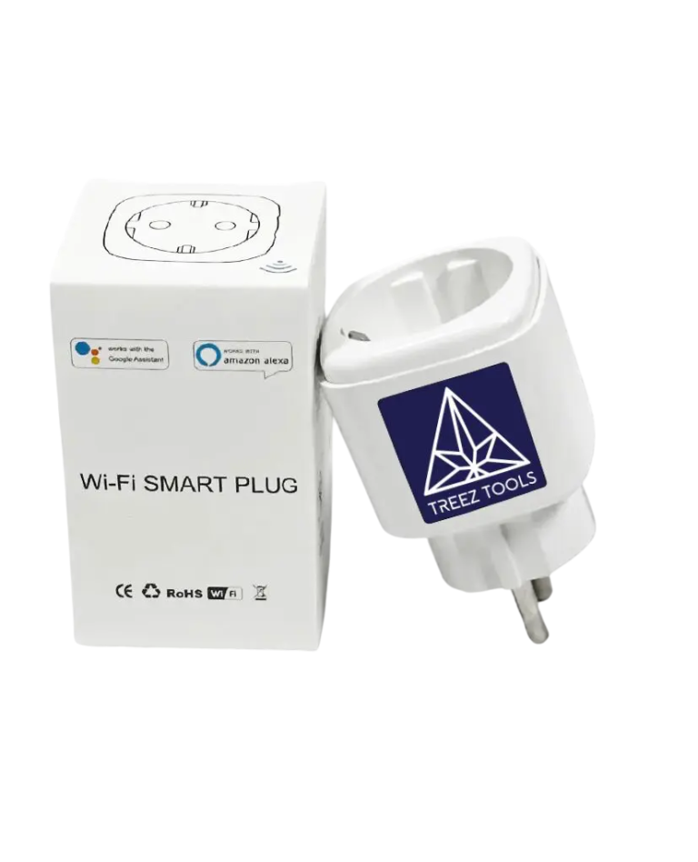 Wi-Fi Smart Plug in Verpackung, mit europäischem Stecker und Markenlogo.